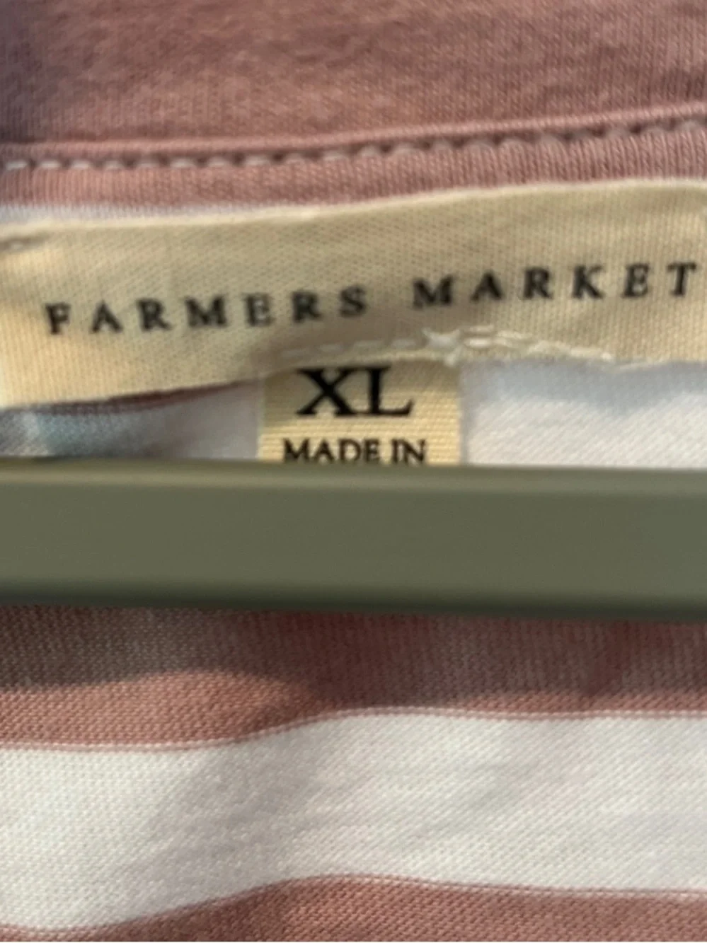 Farmers Market Pink & White Striped V-Neck Tee
